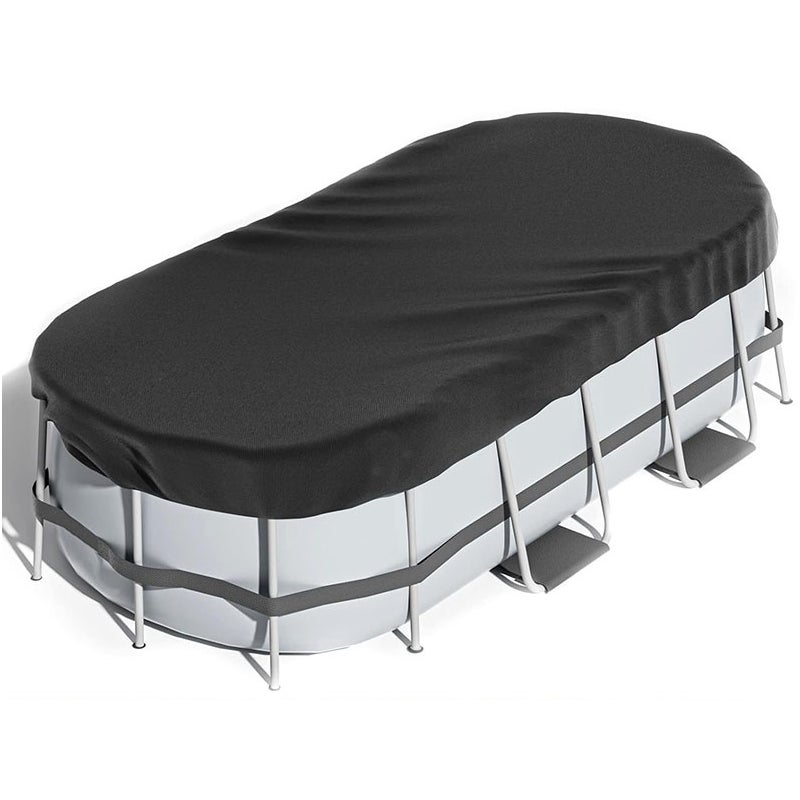 Pokrowiec na owalny basen naziemny 396 x 213 cm, czarny