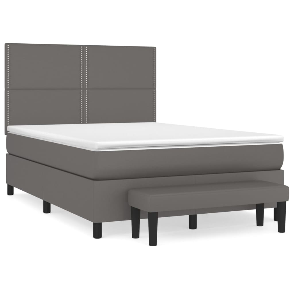 Cama box spring con colchón cuero sintético gris 140x200 cm | Leroy Merlin