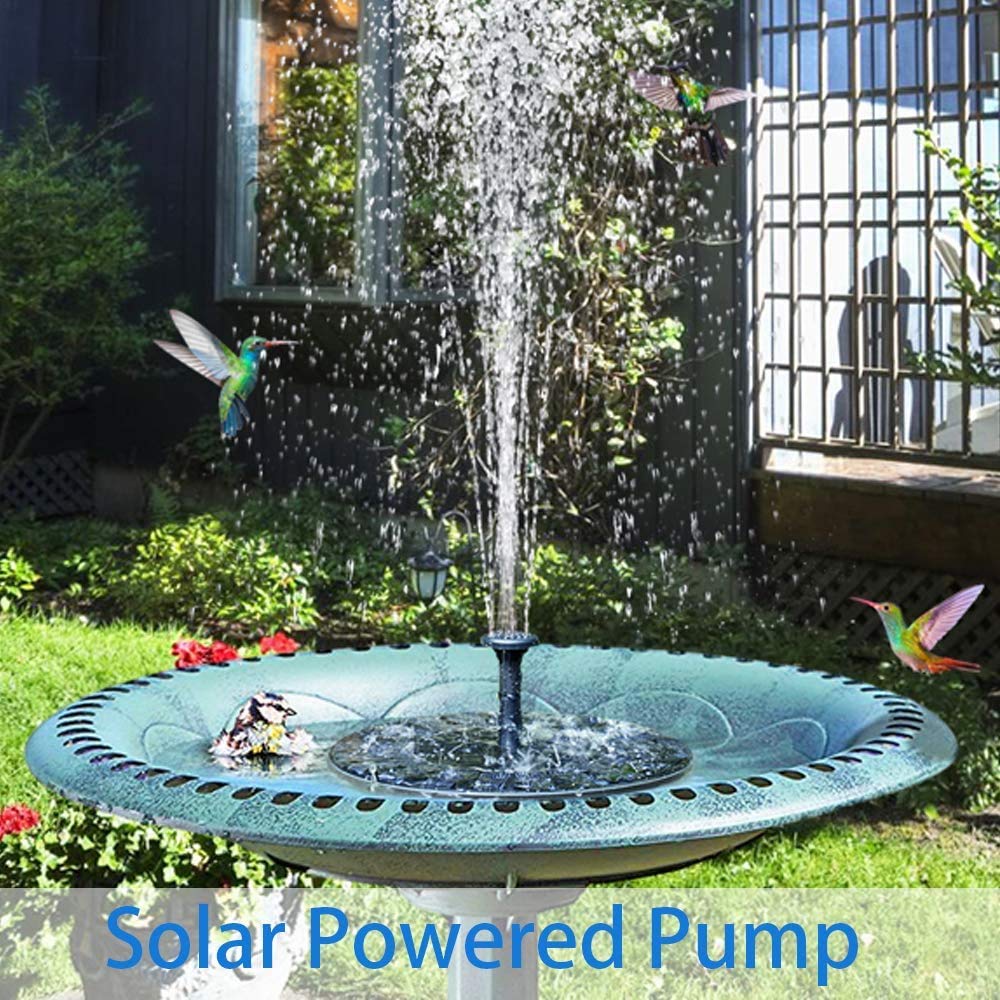 Fontaine Solaire Exterieure de Jardin,1.4w Fontaine Solaire, Pompe avec 7 Buses Abreuvoir Oiseaux Exterieur,Bain d'oiseaux - 2