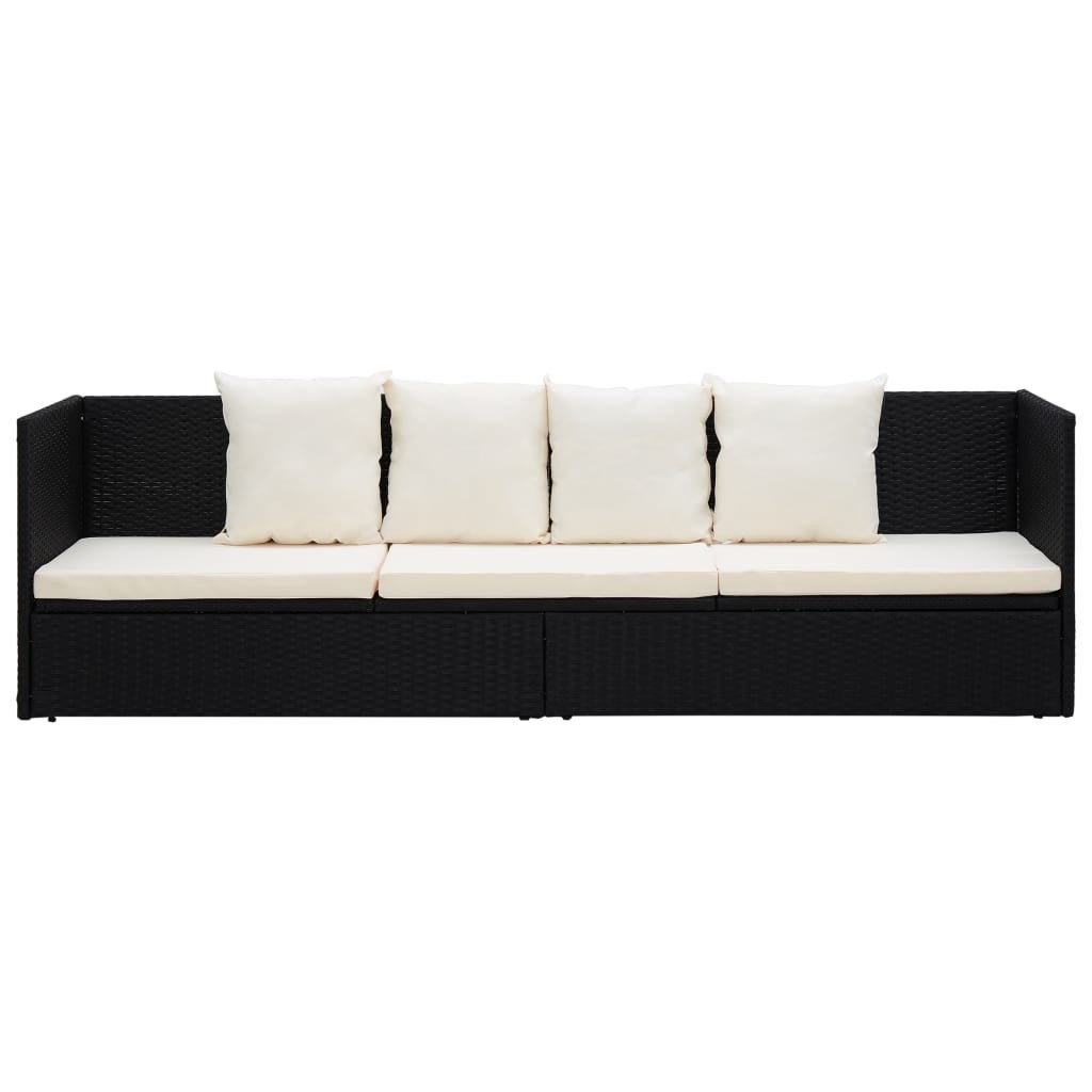 Canapé de jardin avec coussin et oreillers Résine tressée Noir - 5