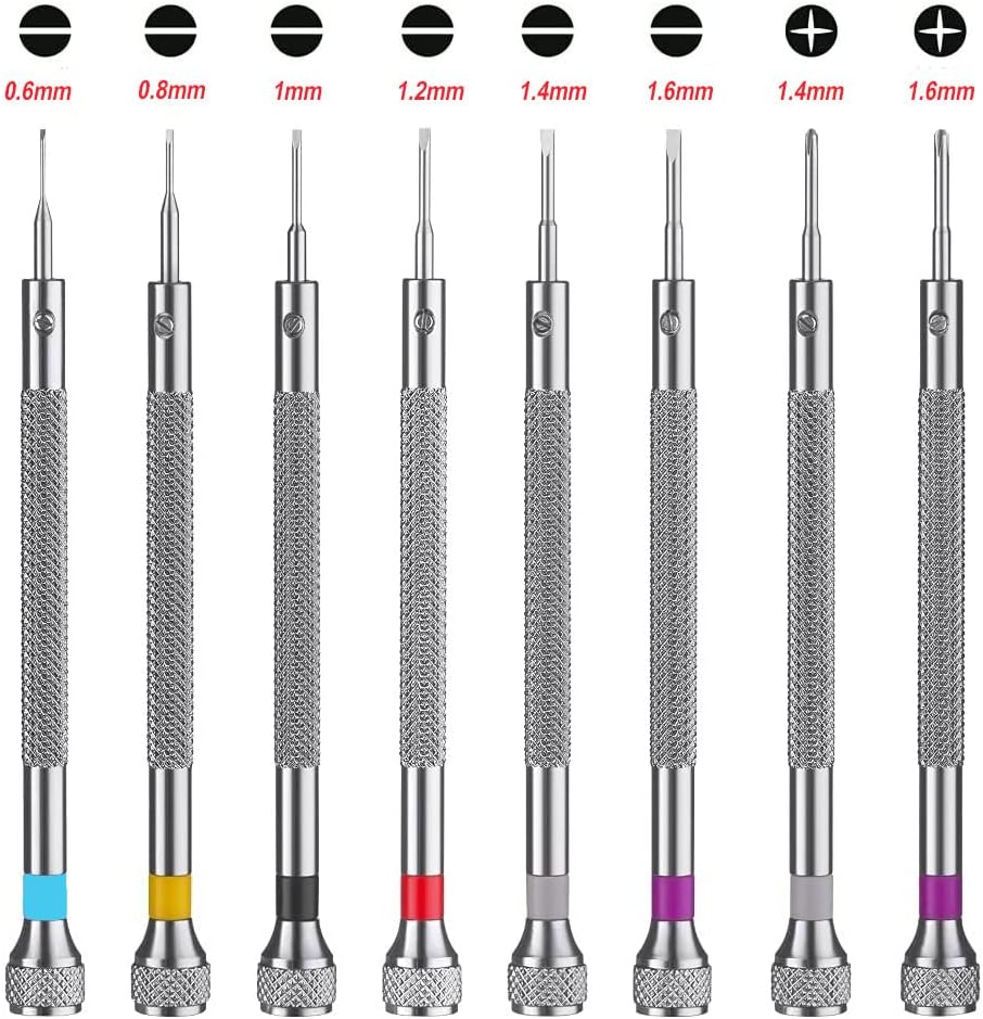 Kit Réparation Montres - 8 Mini Tournevis de Précision pour Lunettes, Bijoux, Appareils Électroniques - 2