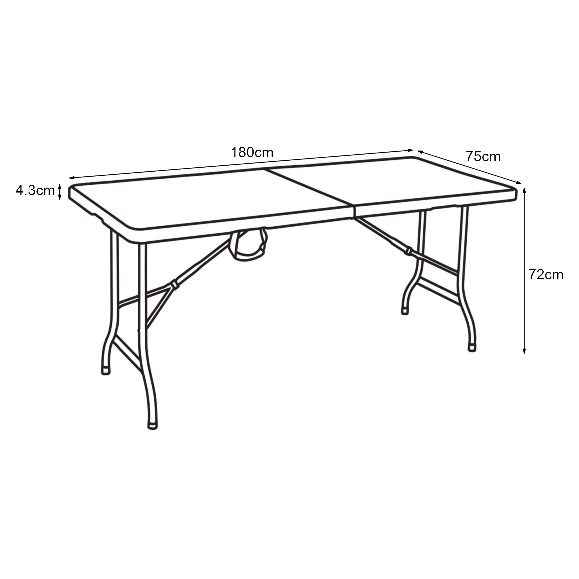 Mesa dobrável de exterior Ljusnarsberg metal/plástico 180x75x72cm - Branco [en.casa] - 5