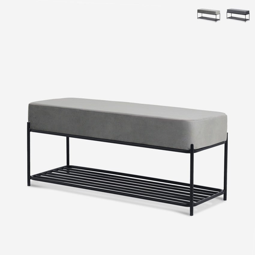 Mobile Ingresso Lione Cement con specchio e scarpiera finitura Larice