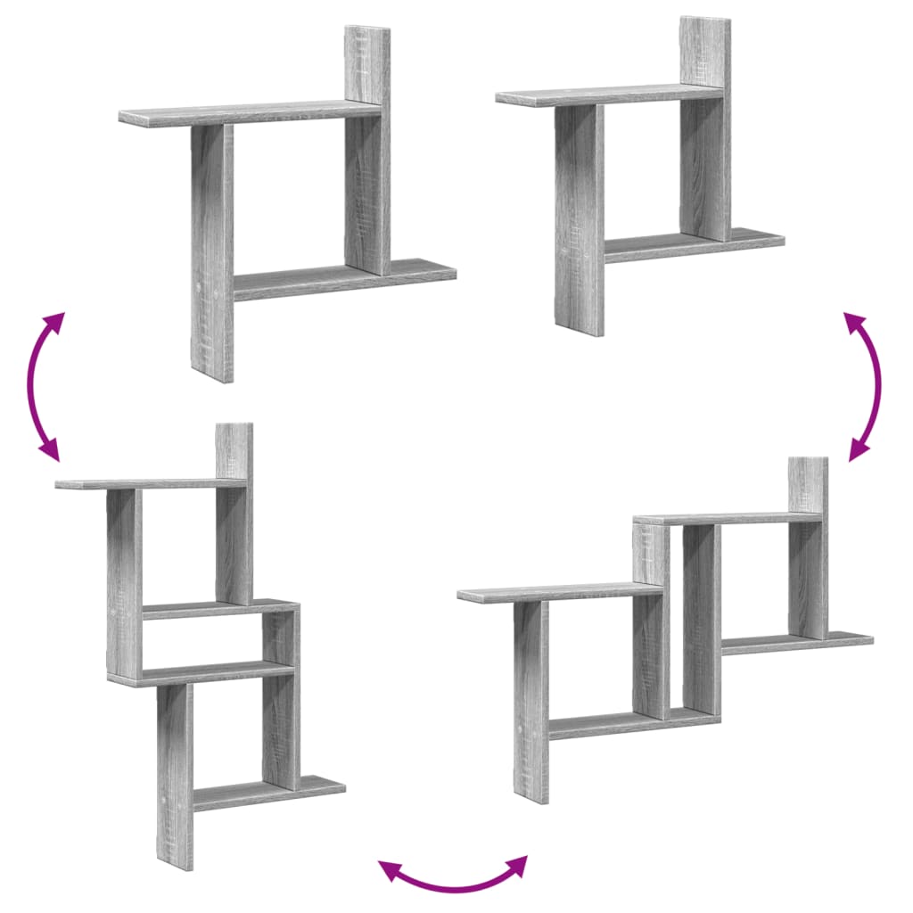 Maison Exclusive - Étagères murales 2pcs sonoma gris 50x12x50 cm bois d'ingénierie - 7