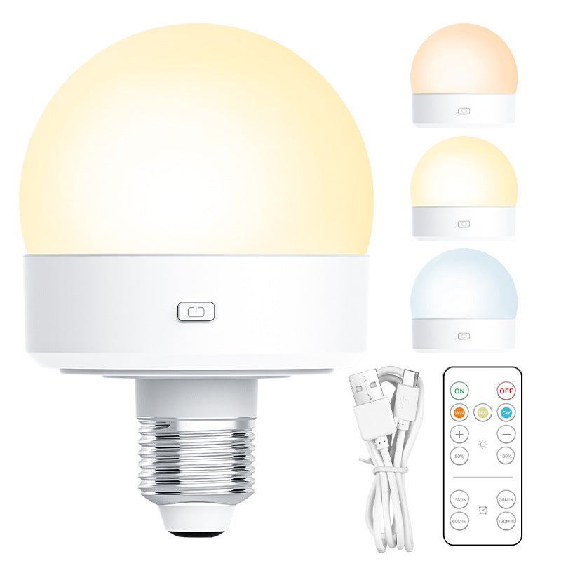 Ładowalna lampa LED typu puck z 3 temperaturami barwowymi i pilotem Uchwyt na żarówkę E26/E27