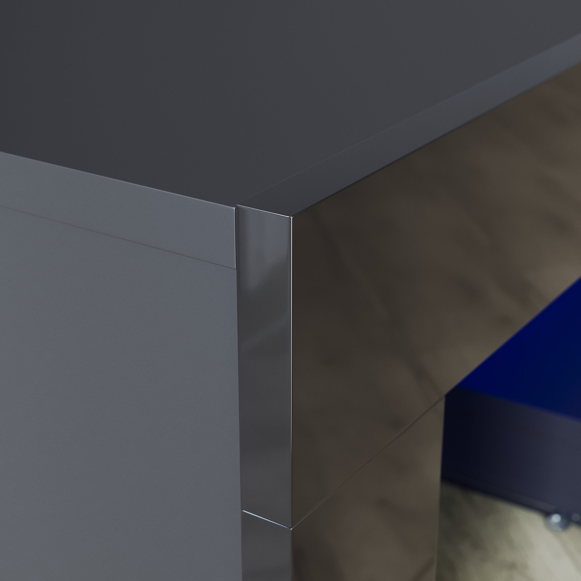 SIRHONA Meuble TV LED Rangement Moderne Sans Poignées + Etagères en Verre + Noir + 180 cm - 8