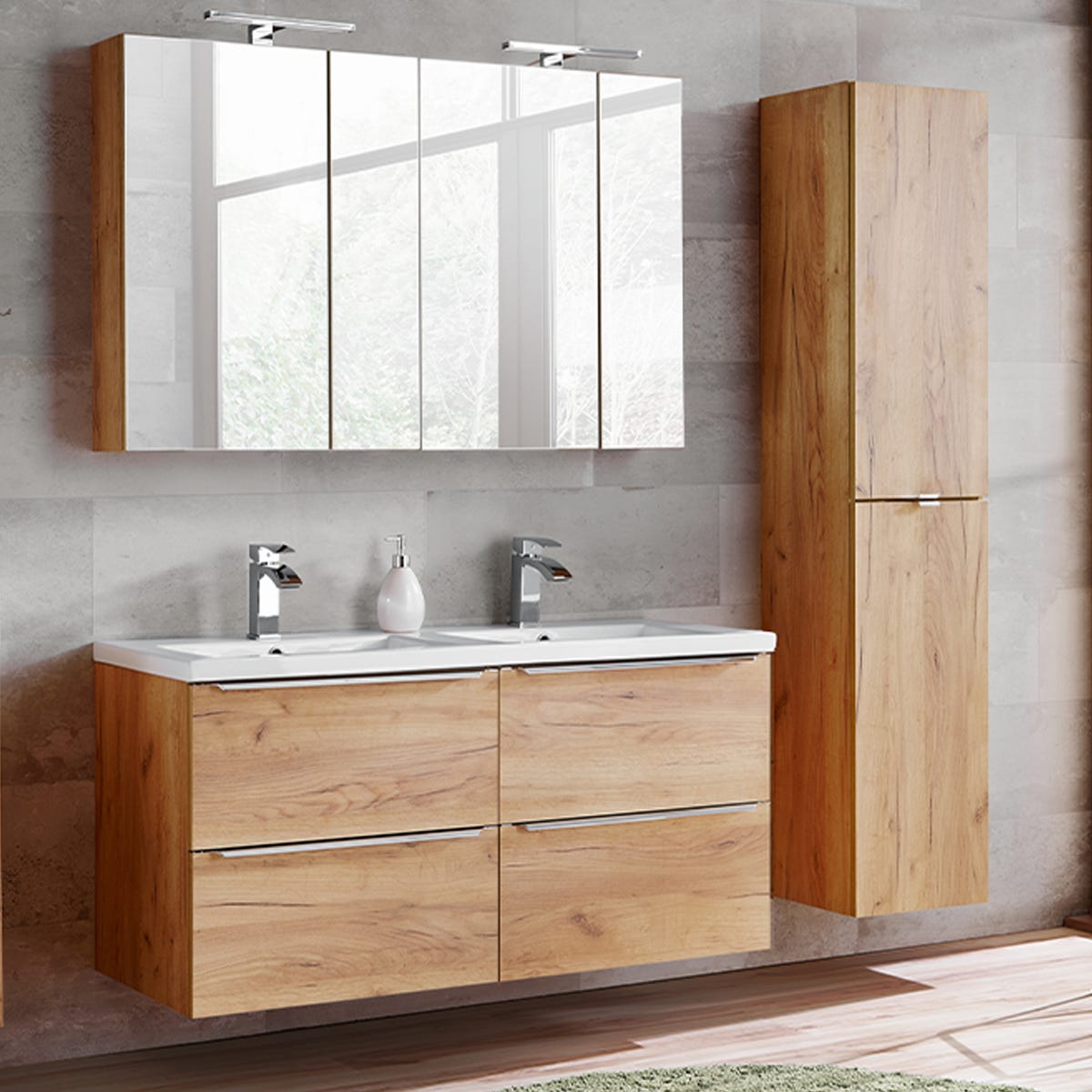 Set Mobili Bagno Montreal XL PIASKI - Lavabo Incluso - Colore Wotan - Foto 3