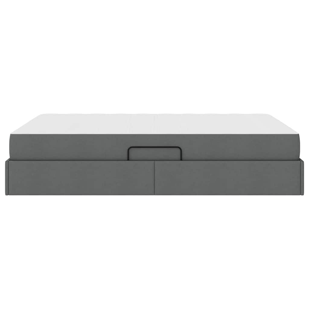 Lit avec rangement et matelas en polyester gris foncé, pour la chambre, 140 × 190 cm - 9