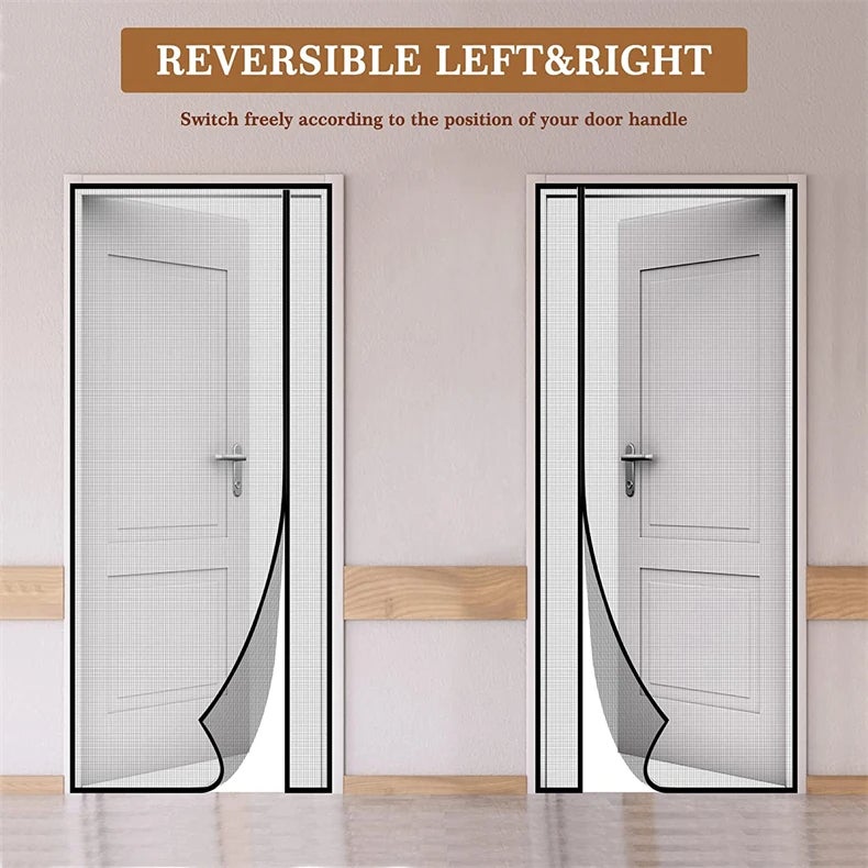 Puerta Mosquitera Magnética de Apertura Lateral - Cierre Magnético, Antiinsectos, Manos Libres, Cortinas para Puerta, Negro, 95x210cm - 9