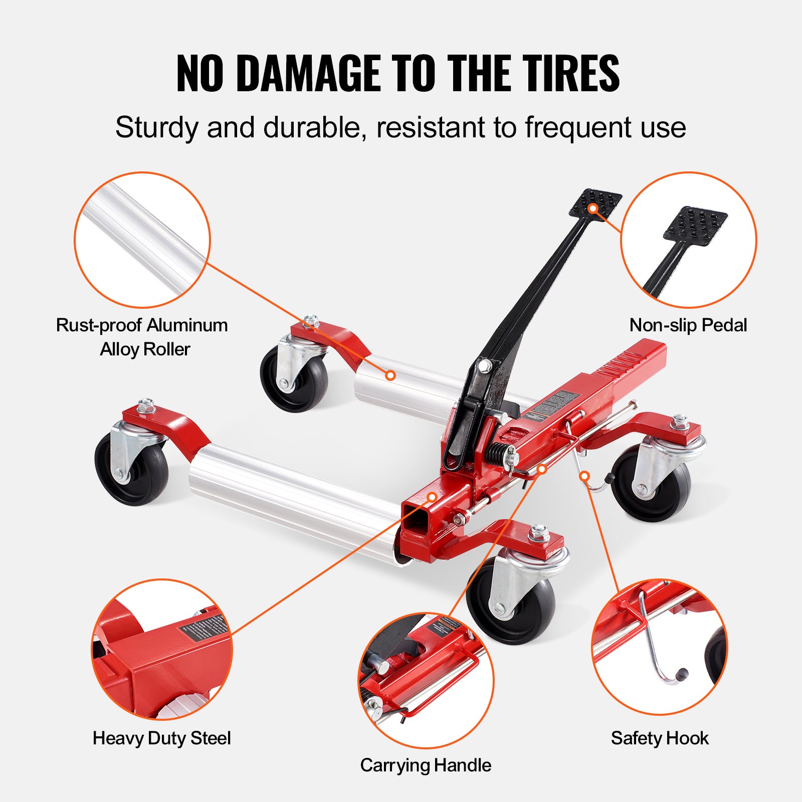 Chariot Manutention Voiture 680 kg,VEVOR Déplace Voiture à Cliquet,Roues Pivotantes à 360°,Aide à la Manœuvre pour Véhicule,Remorque,Réparation - 6