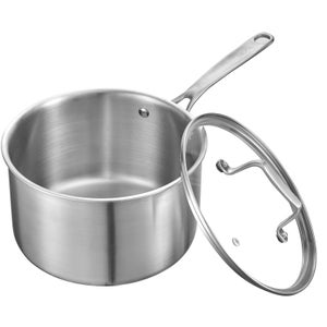 Casseruola VEVOR in acciaio inox da 4 QT con coperchio in vetro, manico ergonomico, adatta a forno, lavastoviglie e induzione