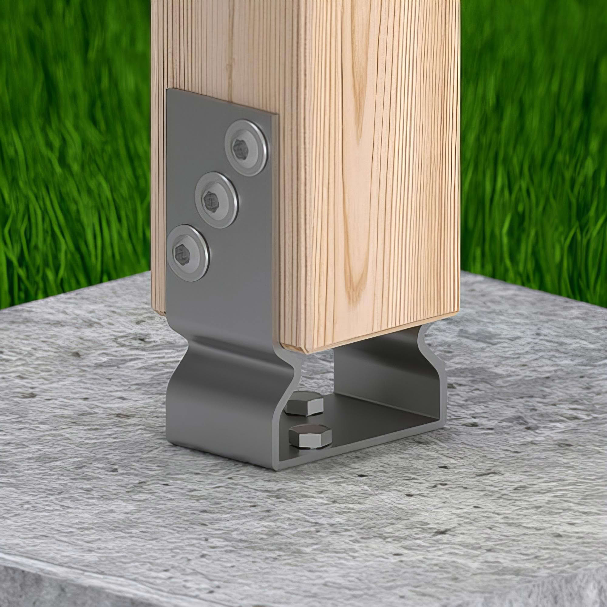 Embase pied de poteau en U avec support zinguée à visser - 91 x 150 x 60 x 4,0 mm - 3