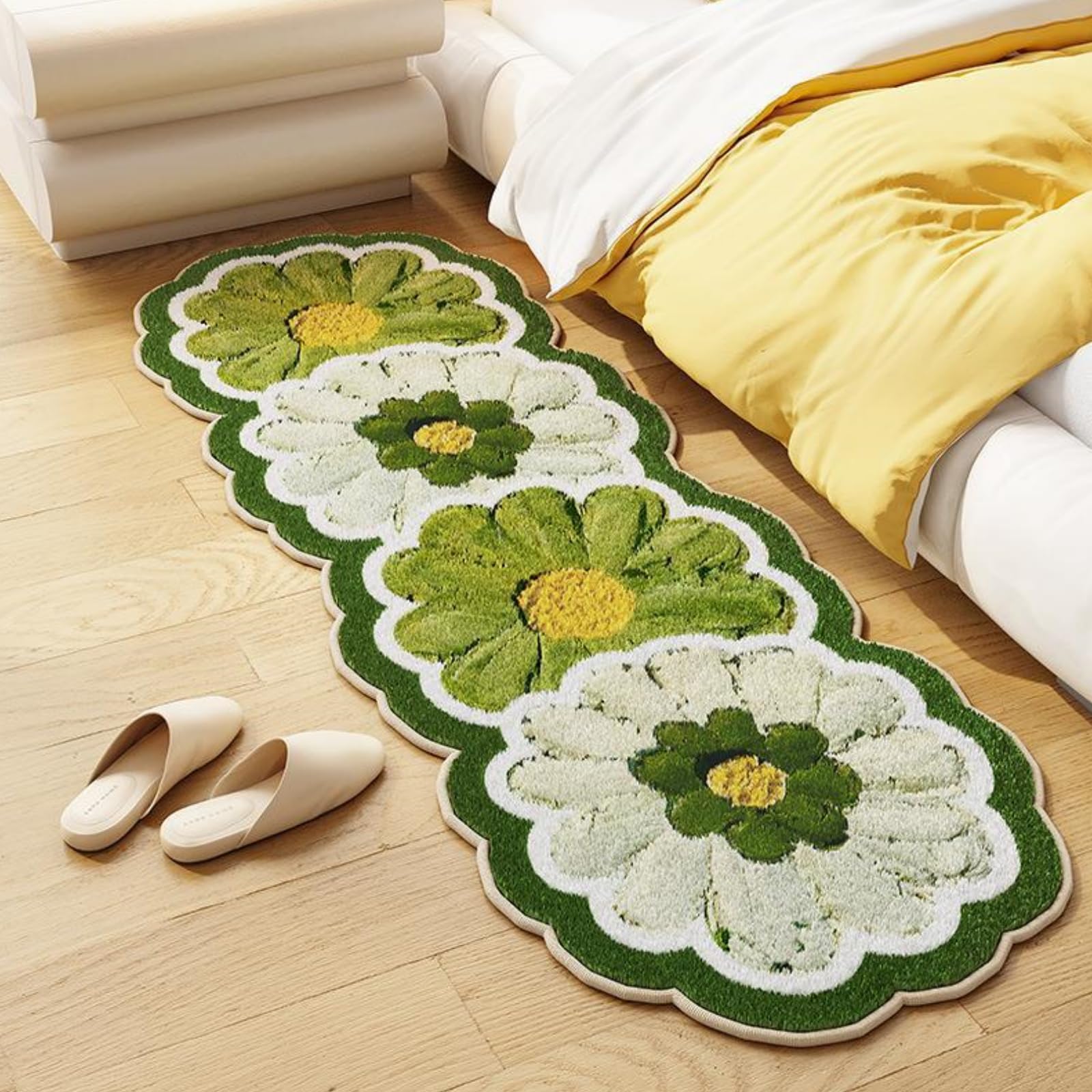 Tappeto Da Bagno Con Motivo Floreale, Lavabile In Lavatrice Antiscivolo Assorbente E Super Morbido 50x80 Cm~p181661856