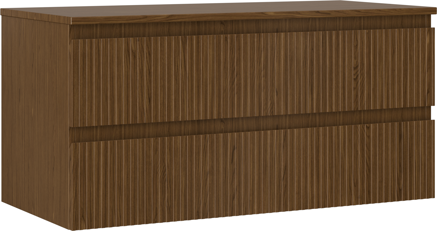 Mexen Rivel szafka łazienkowa podumywalkowa 100 cm z blatem, 2 szuflady, ryflowana , orzech - 91A20-10047-2-BFFC86