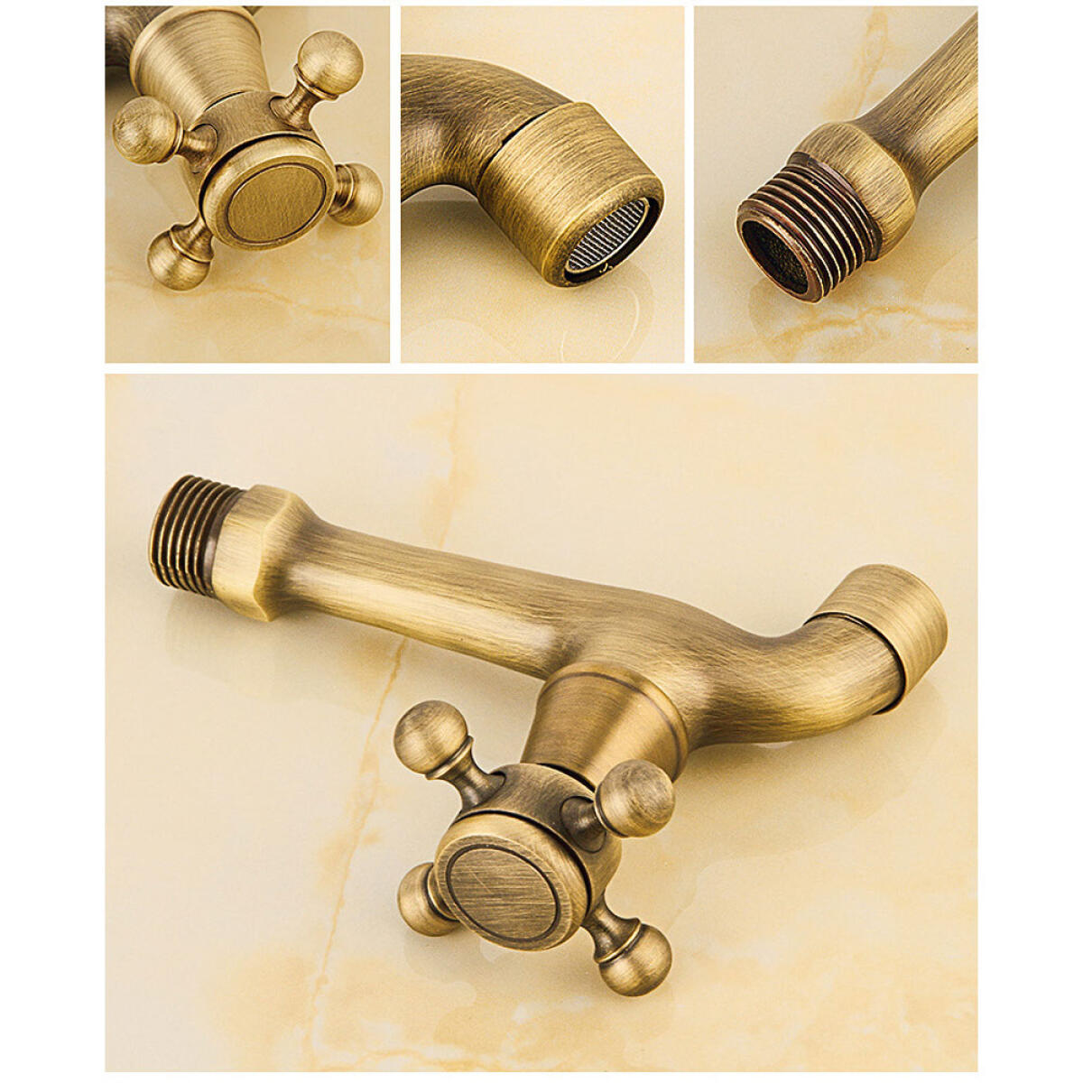 Rubinetto da bagno vintage in ottone da parete, rubinetto lungo, adatto per lavandini con acqua fredda, terrazze e bagni con doccia. - 4