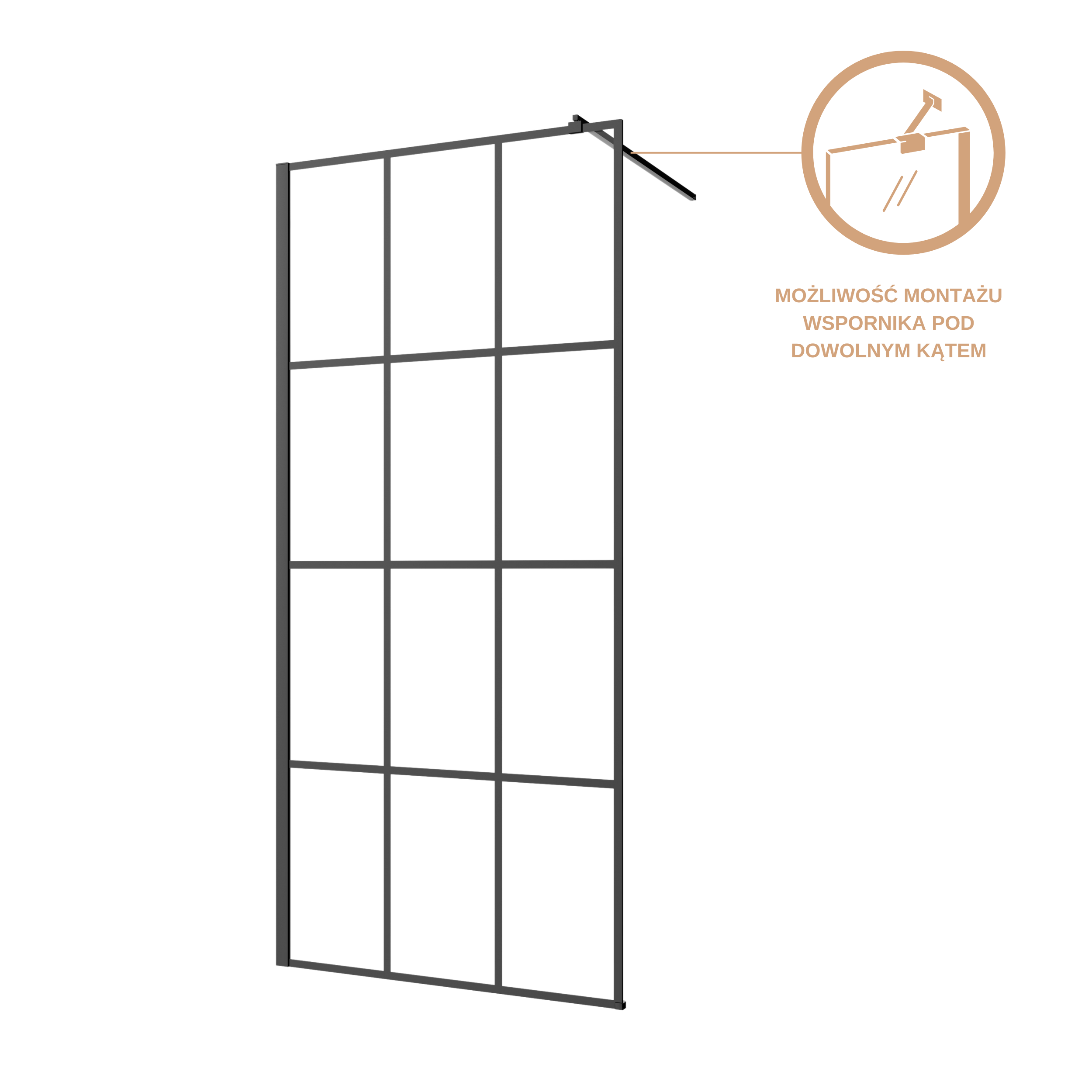 Kabina Prysznicowa Walk In Kabina Walk-In Ścianka 200 x 120 cm INVENA - 9