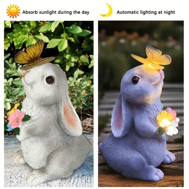 Statues de jardin solaires en forme de lapin, figurine en résine, panier de fleurs et boule magique, lampes LED Décoration de jardin | Leroy Merlin Statues de jardin solaires en forme de lapin, figurine en résine, panier de fleurs et boule magique, lampes LED Décoration de jardin | Leroy Merlin