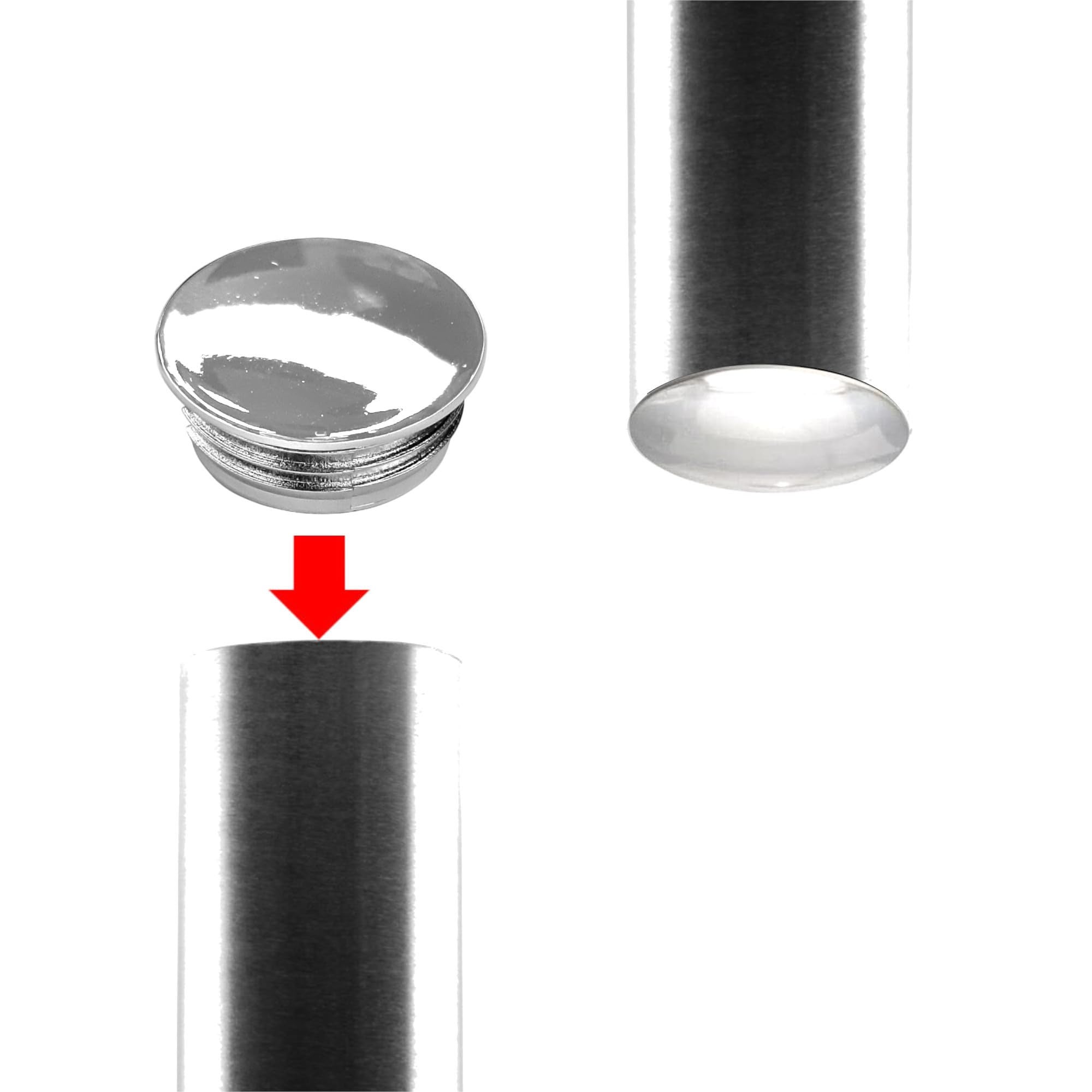 cyclingcolors 4x Tappi a lamelle rotondi per tubo rotondo tappi terminale di plastica cromo mobilia tubi, 25mm - 2