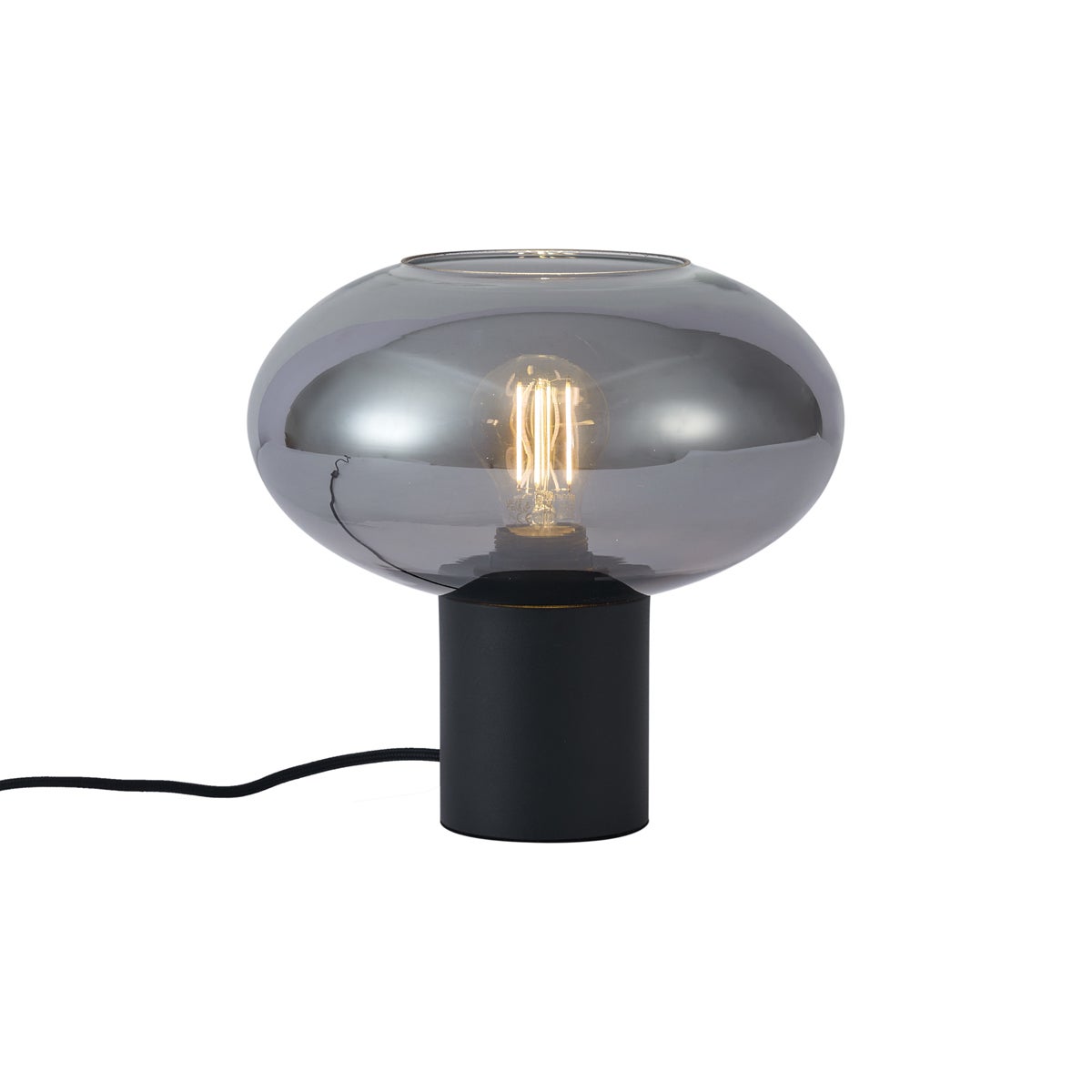 Qazqa designerski lampa stołowa ze szkłem - Umbrella - czarny, okrągły, max. 15w, e27, 24.5cm, IP20 oświetlenie wewnętrzne