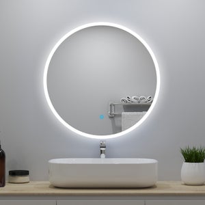 60cm Specchio da Bagno LED Antiappannante Impermeabile Rotondo Oro Cornice