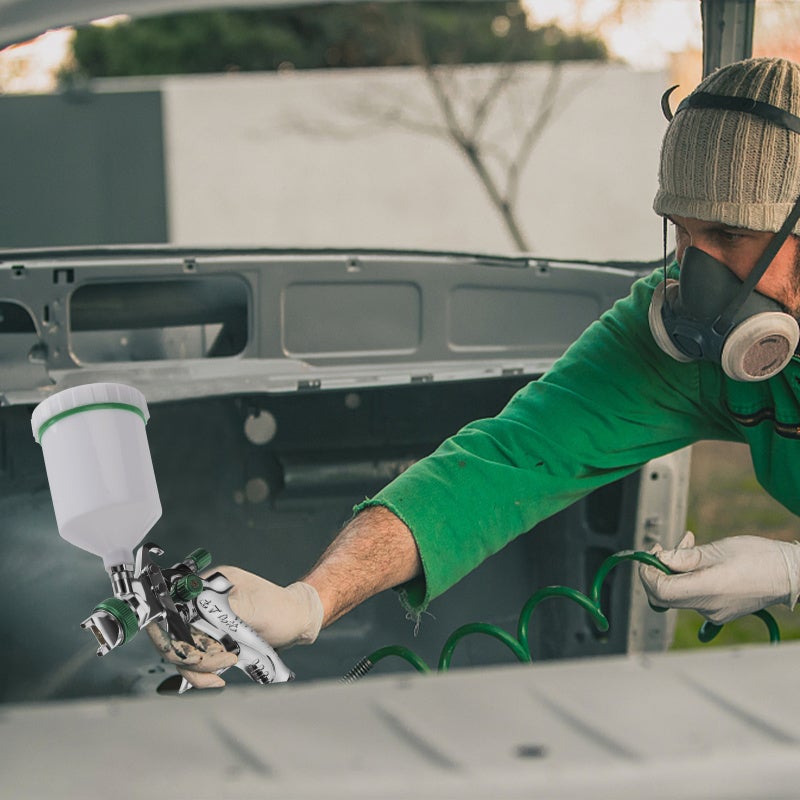 Pistolet à peinture HVLP avec buse de 1,4mm 1,7mm 2,0mm et godet gravité de 600 ml - 9