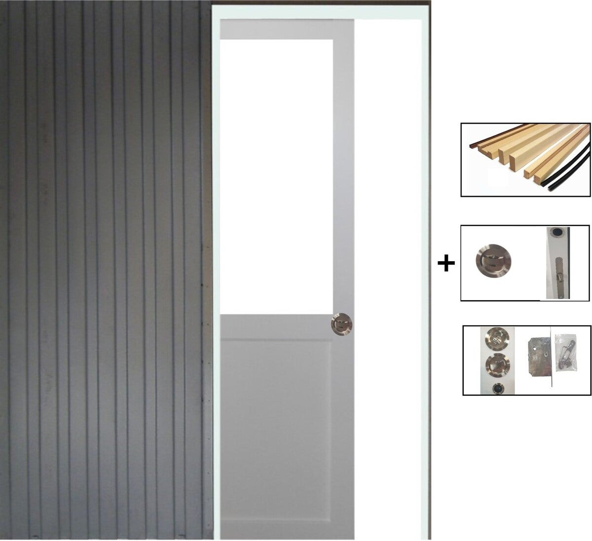 Porte Coulissante Atelier Blanc H204 X L83 Sans Meneau, Galandage, Kit ...