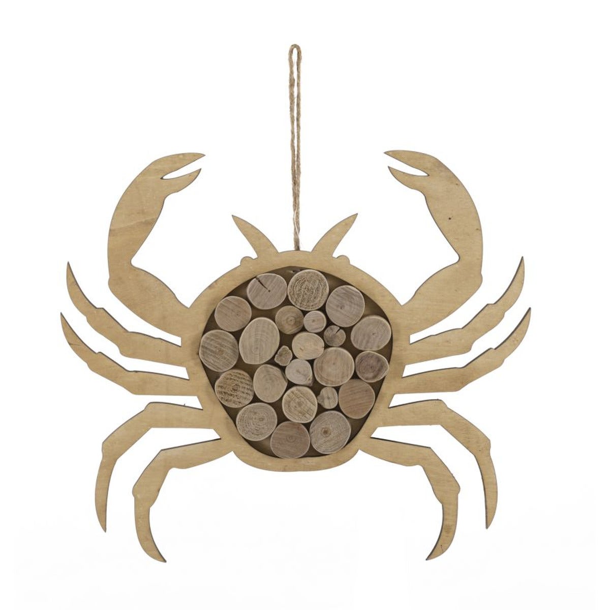 Dekoracja z Metalu i Drewna Krab, Drewno, Brązowy, Seven Design