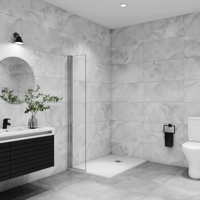 Paroi de douche à l'italienne pivotante 35x200cm paroi de douche retour pivotant mural en verre 8mm anticalcaire, profilé en alu chromé