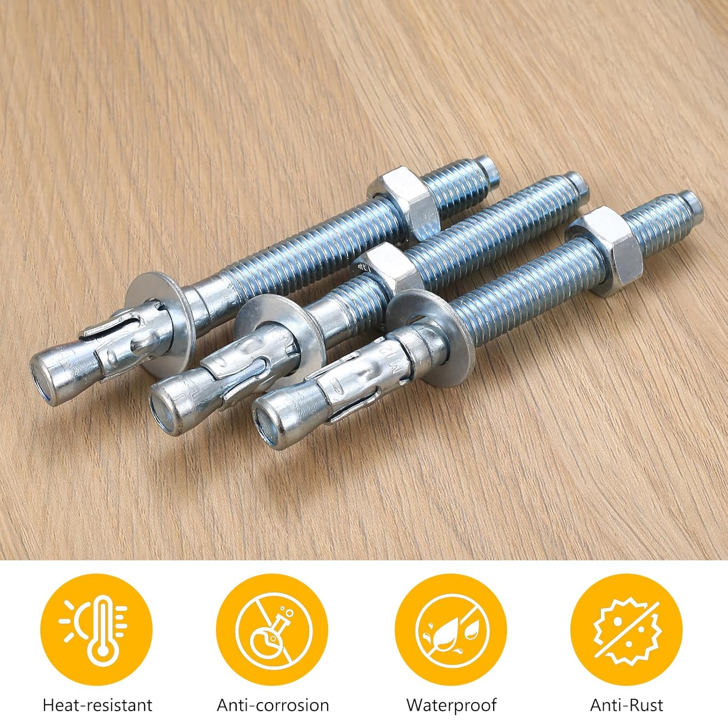 Lot de 12 chevilles d'ancrage robustes M12, boulons et écrous d'ancrage pour béton M12 x 120 mm - 5