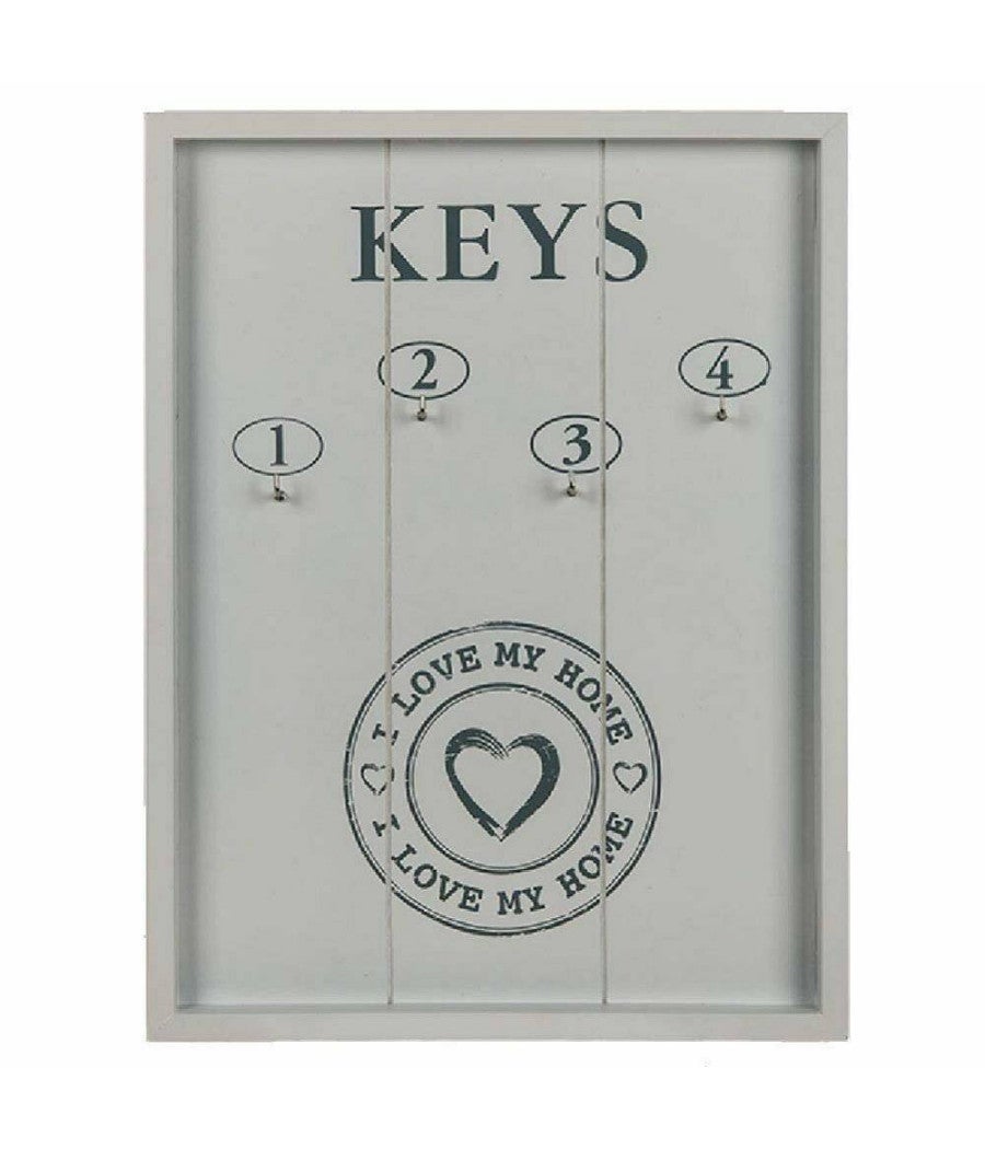 Trade Shop - Portachiavi Pannello Appendi Chiavi In Legno 4 Ganci 24 X 32 Cm I Love My Home - - 5