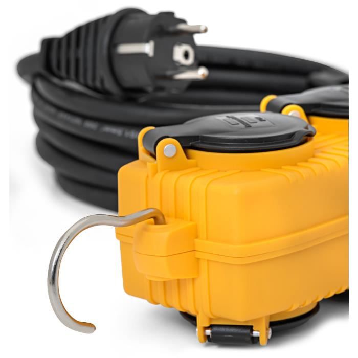 Brennenstuhl Rallonge 10m de cable avec bloc 4 prises a clapet IP44 - Fabrication Francaise - 5