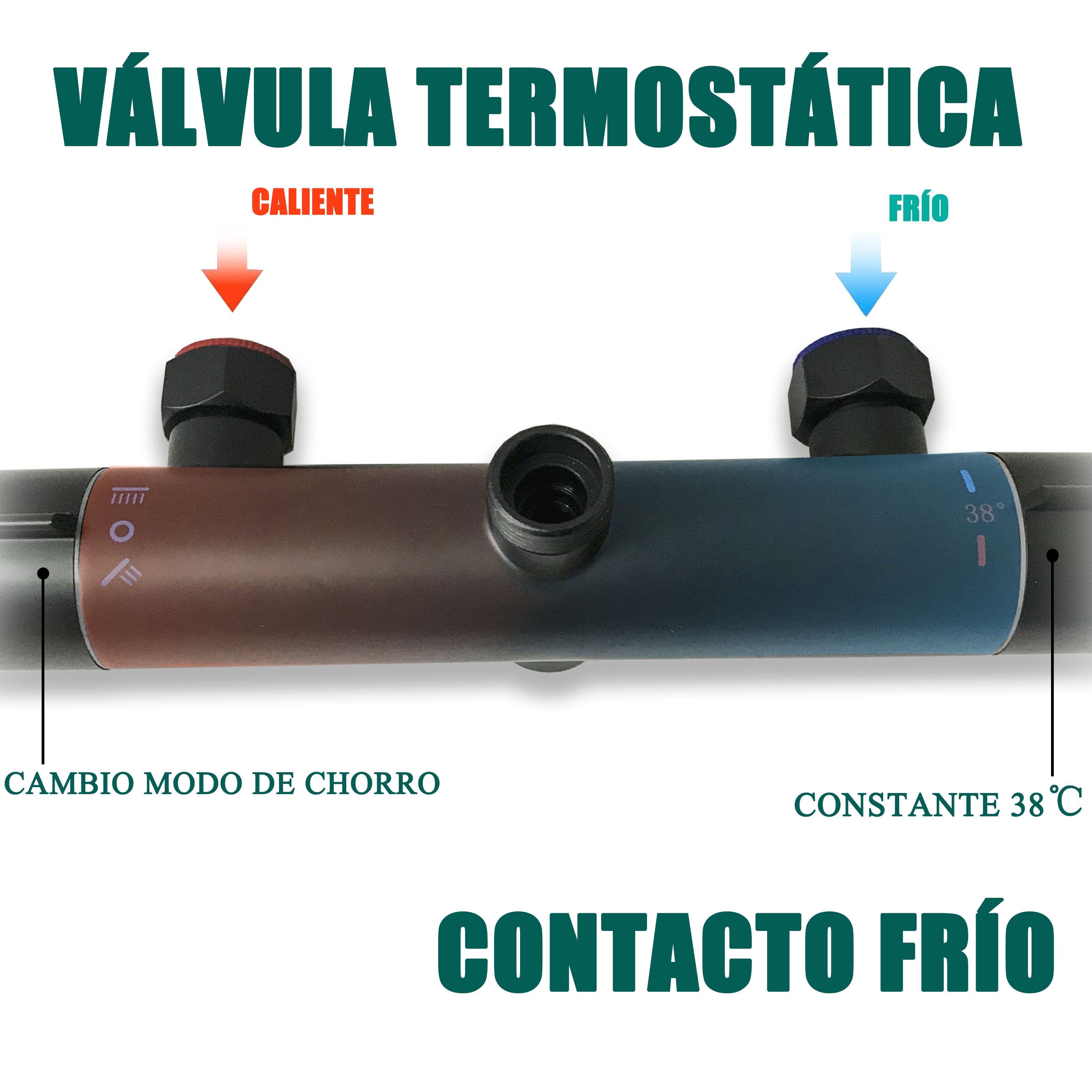 AICA Coluna de chuveiro termostática com barra redonda e chuveiro superior preto fosco design simples para banheiro - 4