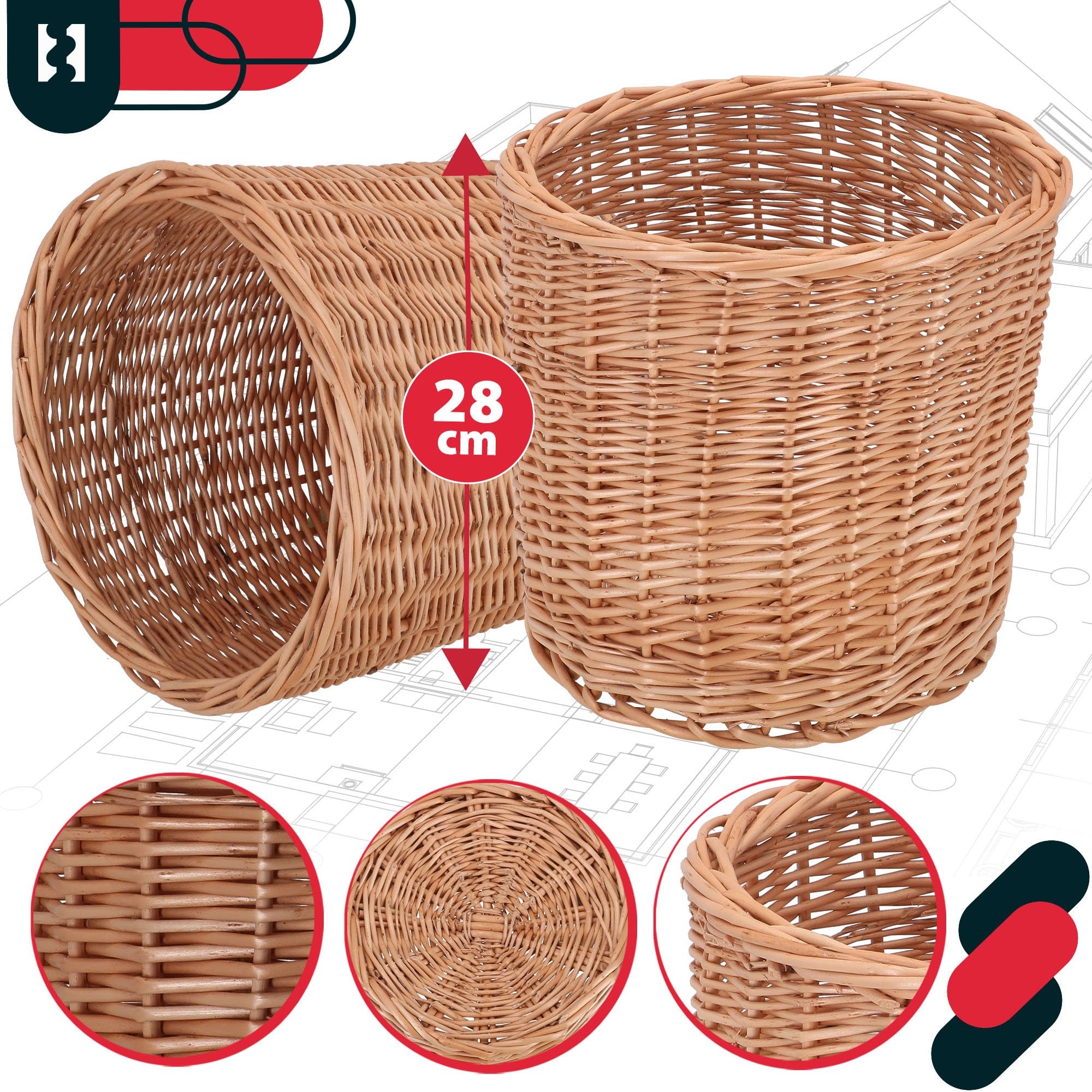 2x osłonka wiklinowa naturalna doniczka pleciona fi33 koszyk kwiaty rośliny - KOTARBAU - 5