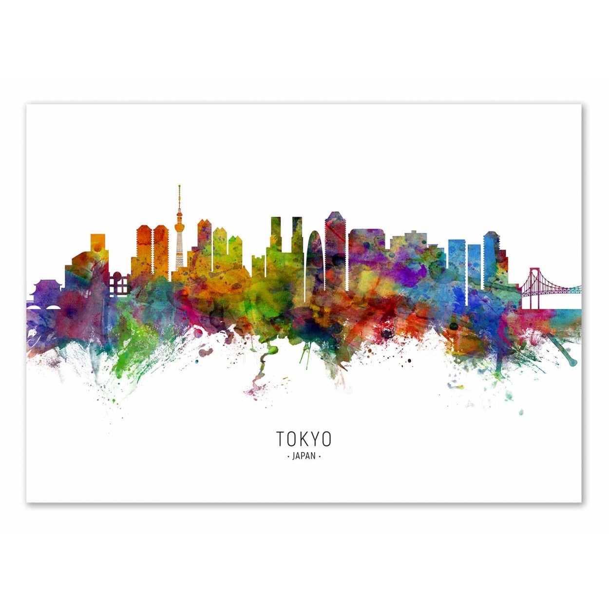 Wall Editions Art-Poster - Lyon France Skyline (Colored Version) - Michael Tompsett