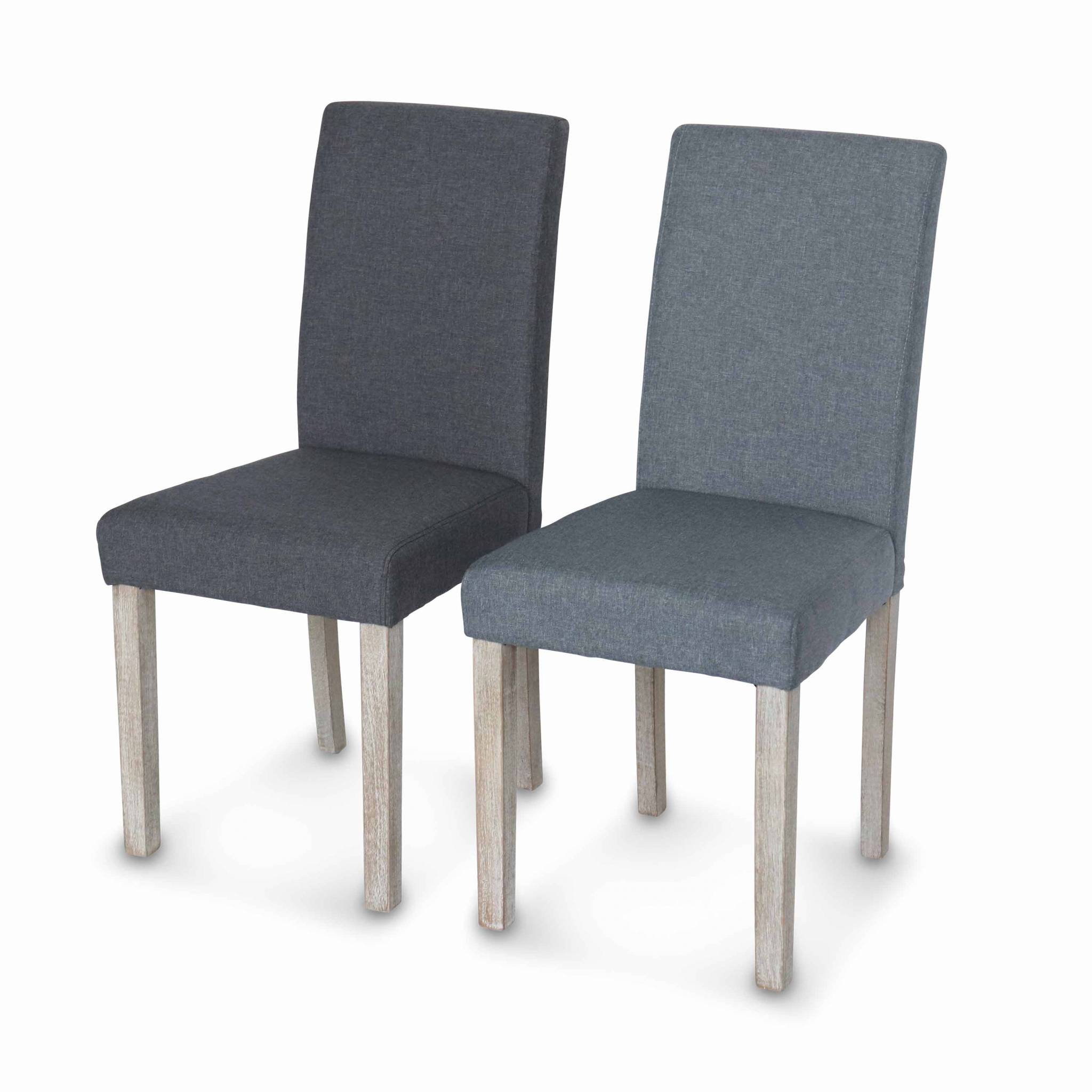 Set di 4 sedie in tessuto con gambe in legno, Grigio scuro - 4