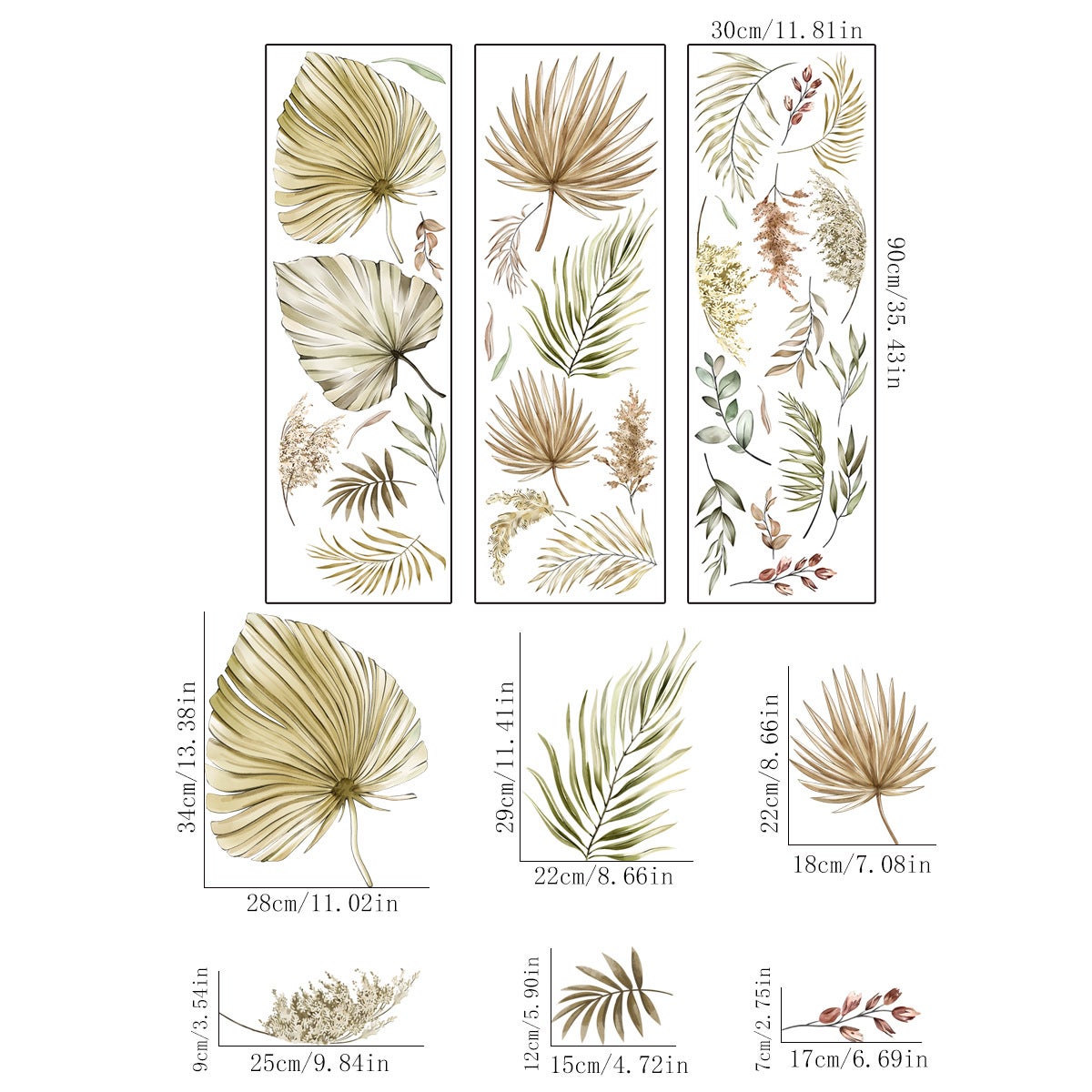 Sticker mural grande plante fleur fond mur style nordique sticker mural ...