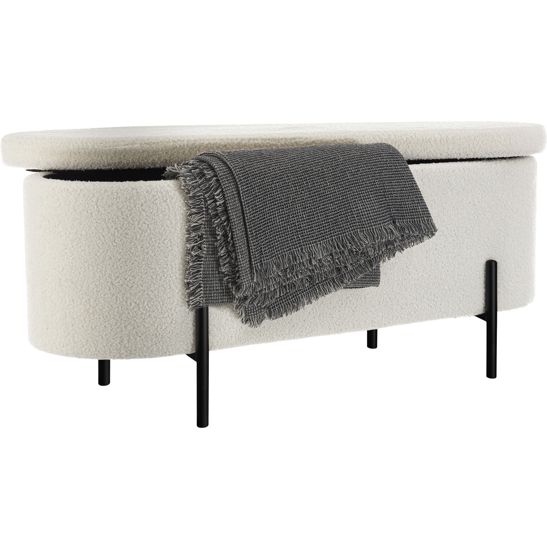 Banc rembourré en bois MDF et aspect tissu bouclé avec espace de rangement TECTAKE - 9