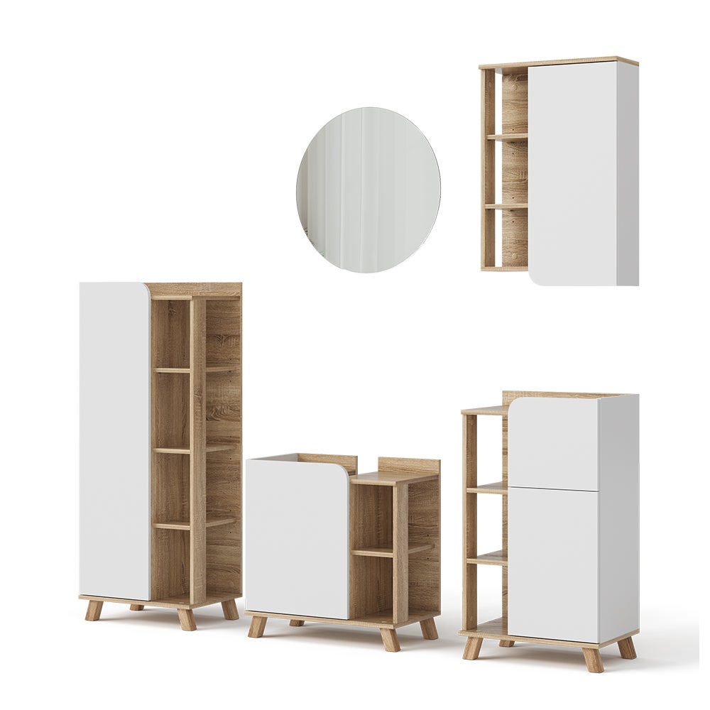 Vicco Zestaw mebli łazienkowych Karen, Sonoma/Biały, 5 części