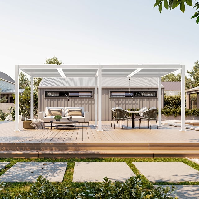 Pergola bioclimatique autoportante Blanc en Aluminium 17.16 m²