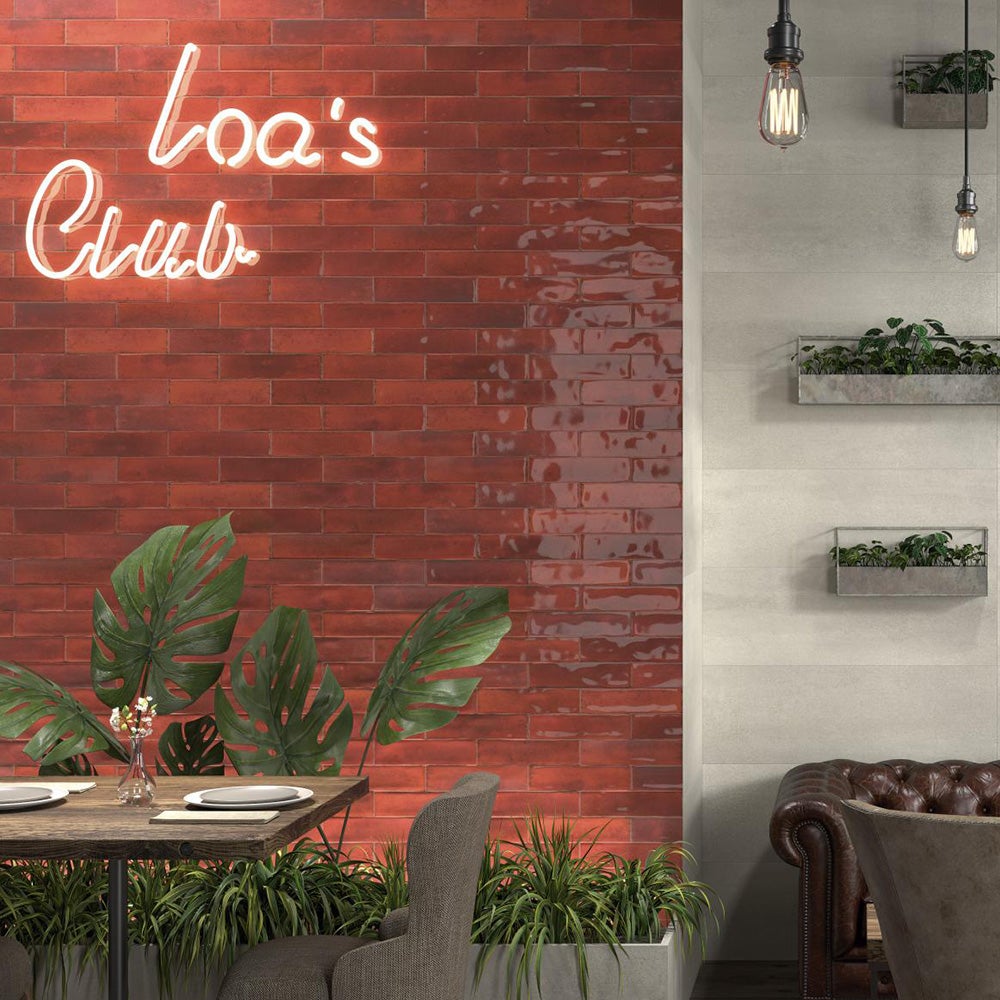 Płytka porcelanowa premium na ścianę z efektem Zellige ULTRAGLOSS Agadir Lava 7x28