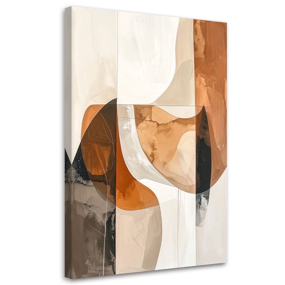 Obraz do salonu, Abstrakcja geometryczna nowoczesna dekoracja w beżowych odcieniach 80x120