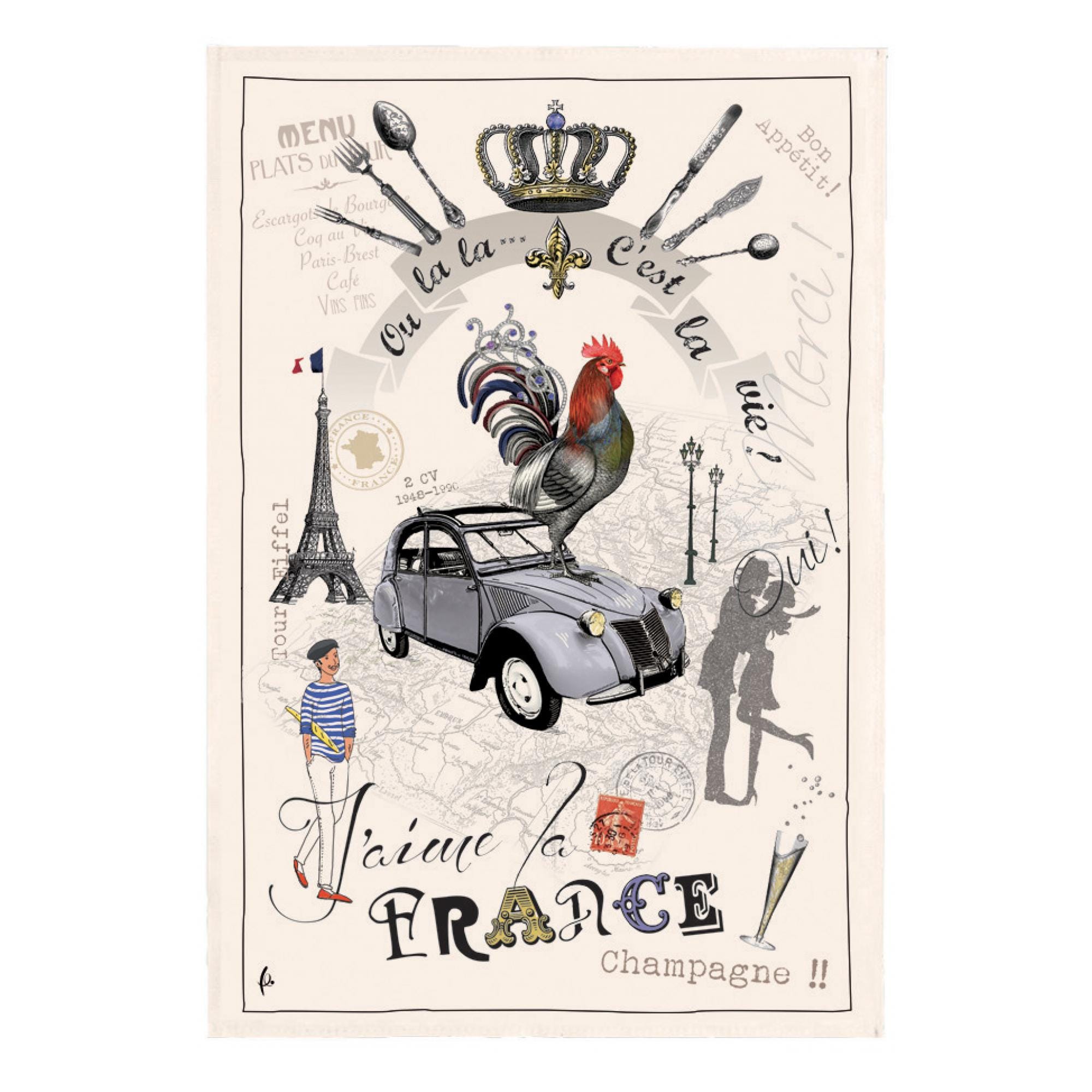 Paño de cocina France Panorama Crudo 48 x 72 cm Winkler Leroy Merlin