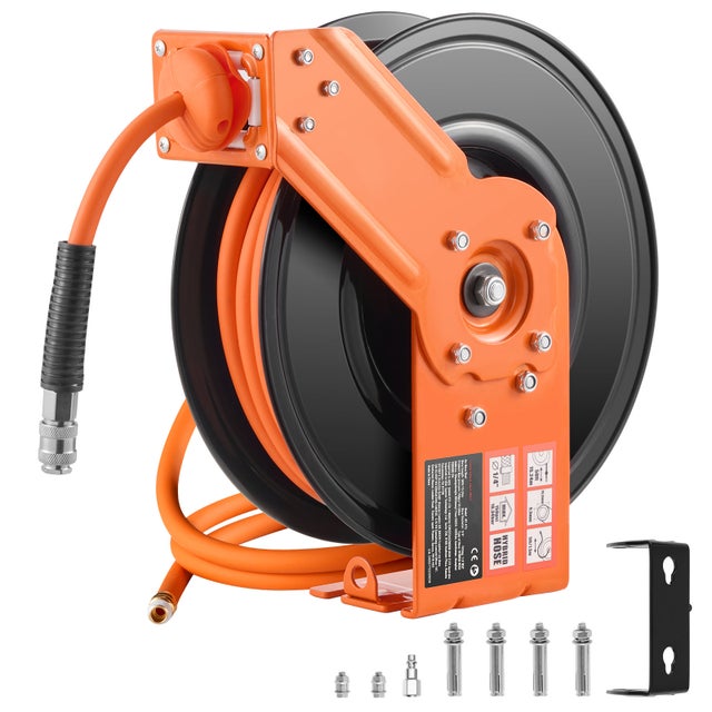 Enrouleur tuyau d'air rétractable SucceBuy 3/8 po x 50 pi,300 psi,enroulement automatique,entrée 5 pi,montage plafond/mur,support pivotant à 180°