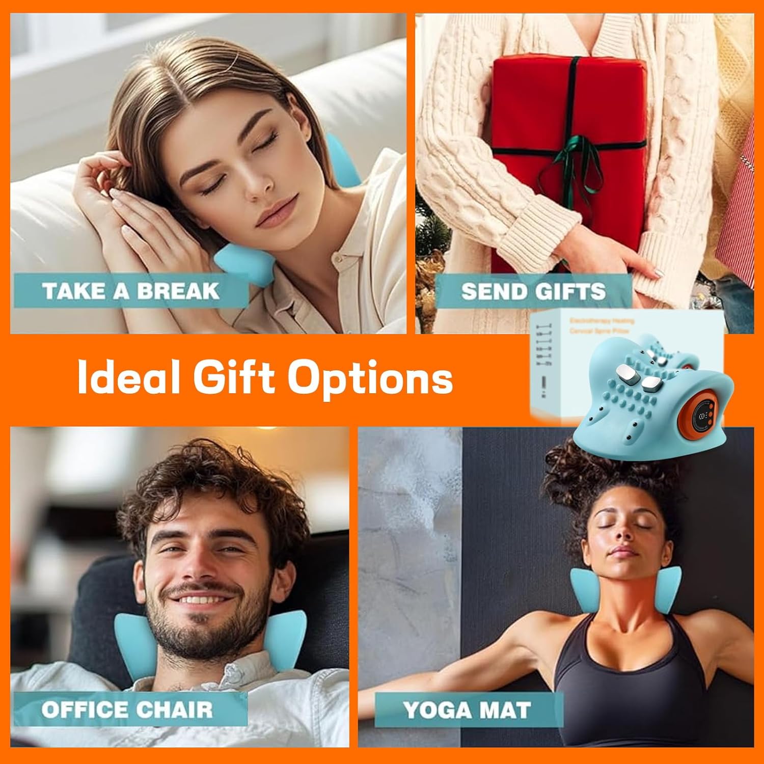 Masseur Cervical Sans Fil - Appareil de Massage Cervicales et Cou avec Chauffage - 6 Vitesses Ajustables & 3 Modes pour Relaxation et Soulagement - 6