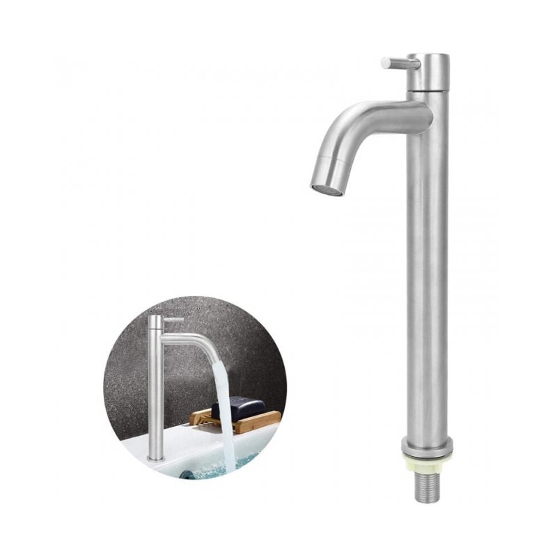 Pojedynczy kran ze stali nierdzewnej do zimnej wody, do umywalki łazienkowej