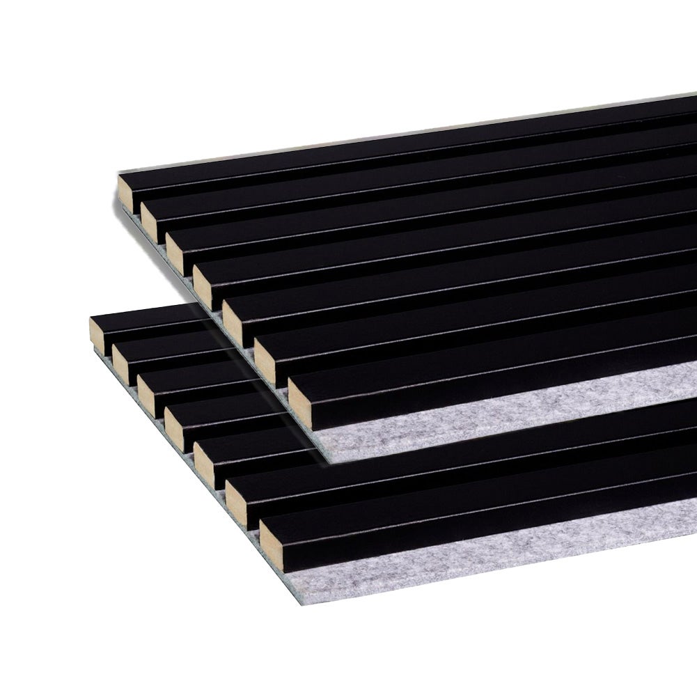 Lot de 2 Panneaux tasseaux bois MDF acoustique décor noir sur feutrine grise 2600x300x17mm PEFC 70% - 2