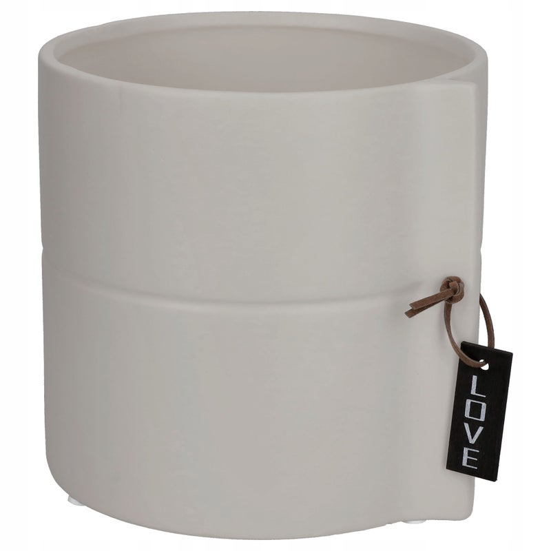 DONICZKA CERAMICZNA DONICA OSŁONKA NA KWIATY DONICZKĘ 13 cm OKRĄGŁA SZARA