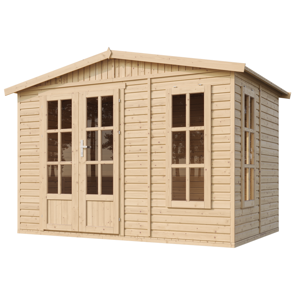 Abri de jardin bois avec plancher, avec bardeaux bitumineux couleur ROUGE l332xP222xH232cm/6m2, Atelier, Studio TIMBELA M334FB - 2