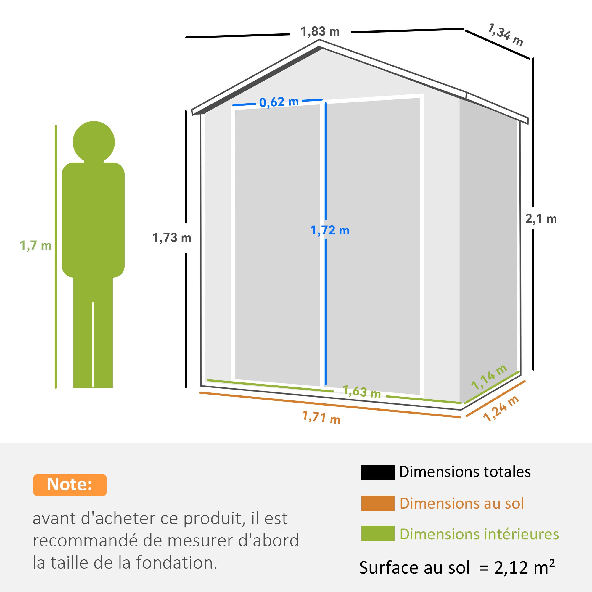 Armoire de jardin polypropylène Outsunny 2,12 m² gris - 3