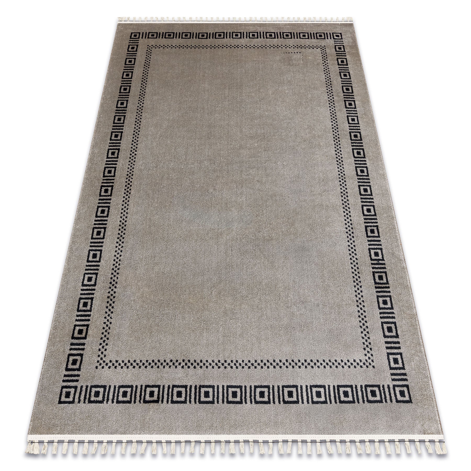 Dywan AMOUR 53098A beż / czarny - Ramka, grecki nowoczesny, elegancki 78x300 cm